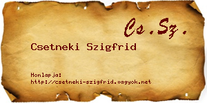 Csetneki Szigfrid névjegykártya